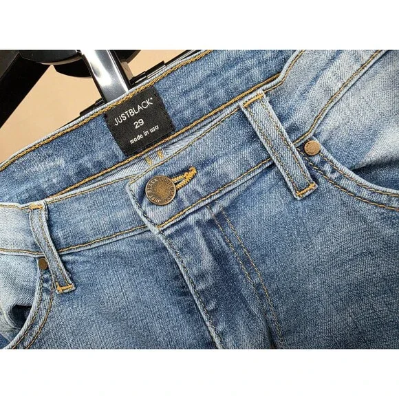 Just Black | Distressed Skinny Jeans | Light Medium Wash Size 29 Mid Rise Ankle - Picture 5 of 15